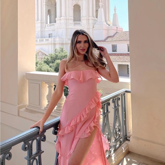 HOUSE OF CB 'Sarina' Apricot Ruffle Maxi Dress NWOT - Picture 7 of 14